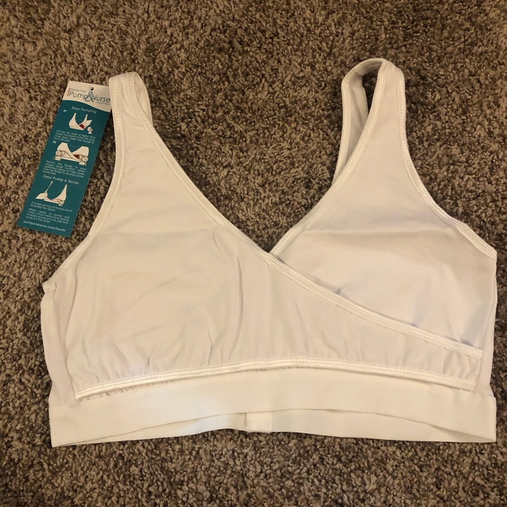 NWT White Relaxed Nursing/Handsfree Pumping Bra
